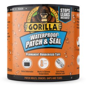   Gorilla WATERPROOF PATCH & SEAL TAPE Fekete 3m x 100mm Vízálló Foltozó és Tömítő Ragasztószalag