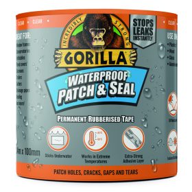   Gorilla WATERPROOF PATCH & SEAL TAPE CLEAR átlátszó 2,4m x 100mm Vízálló Foltozó és Tömítő Ragasztószalag