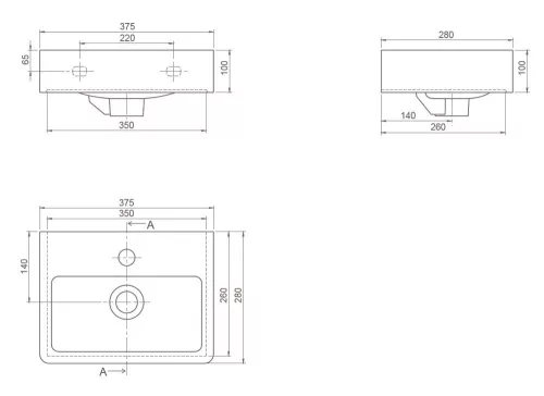 CeraStyle MINI - porcelán kézmosó - 37 x 28 cm