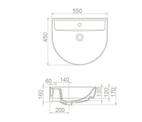 CeraStyle BELLA - szabadon álló - porcelán mosdókagyló 55 x 45 cm