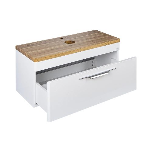 TMP MOON 90 cm fehér - natúr dió - fali fürdőszobabútor - mosdó nélkül - Top Counter mosdókhoz