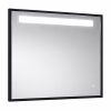 TMP IRON fürdőszobai tükör - FEKETE keret - szögletes - LED világítással - 75 x 68 cm