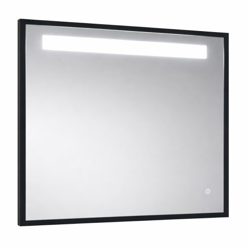 TMP IRON fürdőszobai tükör - FEKETE keret - szögletes - LED világítással - 75 x 68 cm