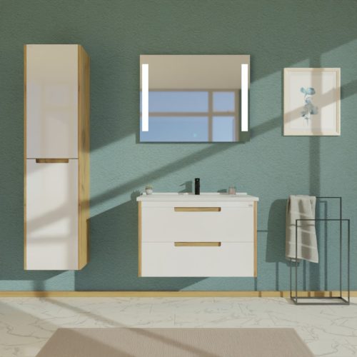 TMP GOLDY 75 fali fürdőszobabútor - öntött műmárvány mosdóval - 75 x 50 x 51 cm