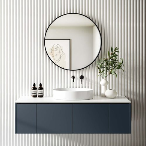 TMP IRON fürdőszobai tükör - FEKETE keret - kerek - 60 cm