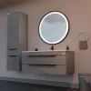 TMP IRON fürdőszoba tükör - FEKETE keret - kerek - LED világítással - érintésmentes kapcsoló - 80 cm