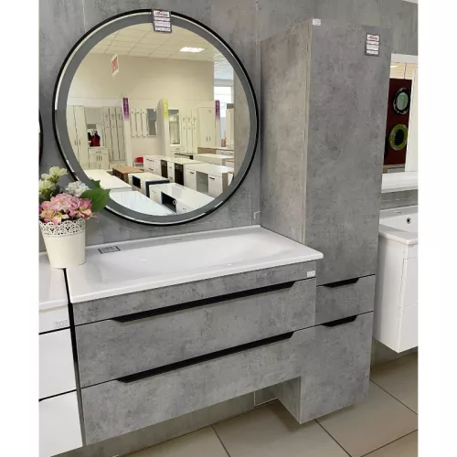 TMP IRON fürdőszoba tükör - FEKETE keret - kerek - LED világítással - érintésmentes kapcsoló - 80 cm