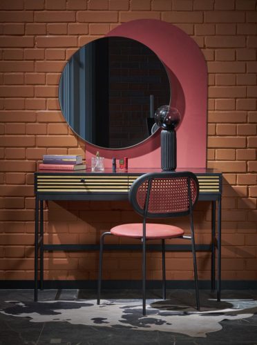 TMP IRON fürdőszobai tükör - FEKETE keret - kerek - 70 cm