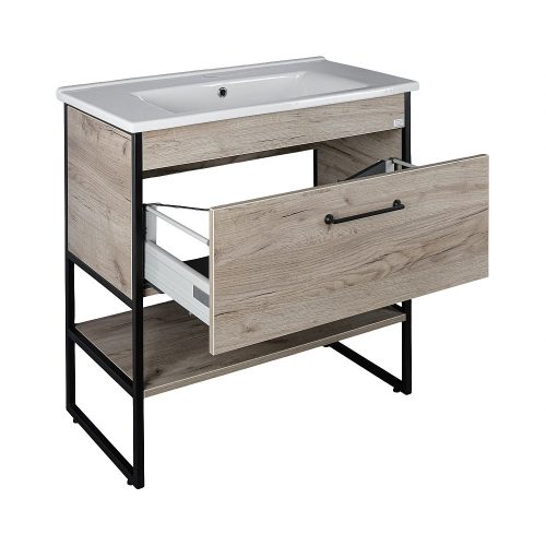 TMP IRON 85 álló fürdőszobabútor - Sanovit ATRIA 9085 porcelán mosdóval - 85 x 45,5cm