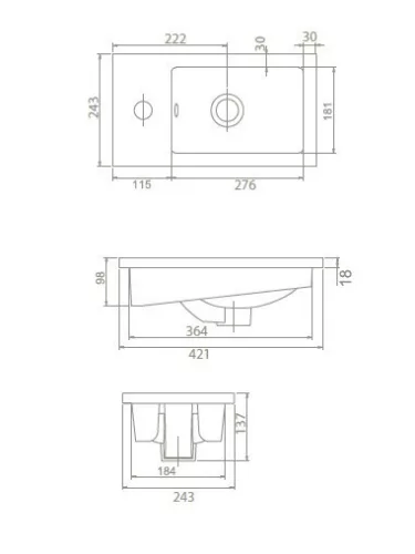 CeraStyle NIKA - MINI -porcelán mosdókagyló - 42 x 24 cm