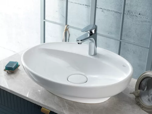 CeraStyle LAL C - PULTRA ültethető - Top Counter - porcelán mosdó - ovális - 60 x 46 cm