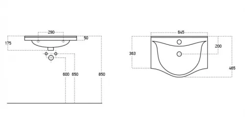 Sanovit ALBATROS - porcelán mosdókagyló - 64,5 x 46,5 cm