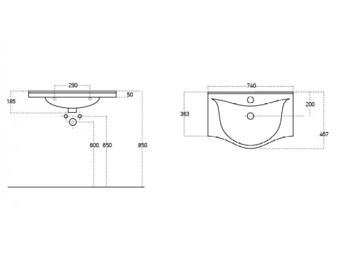 Sanovit ALBATROS - porcelán mosdókagyló - 75 x 46,7 cm