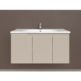   Piramida EURIDIKA fali fürdőszobabútor - műmárvány mosdóval -3 ajtós - PINO BÉZS - 100 x 48 x 53 cm