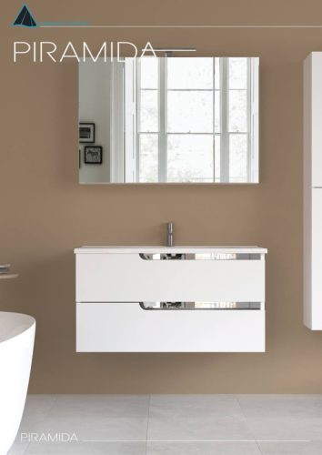 Piramida AKVA Tükrös fürdőszobai szekrény - LED világítással - 100 x 69 x15cm