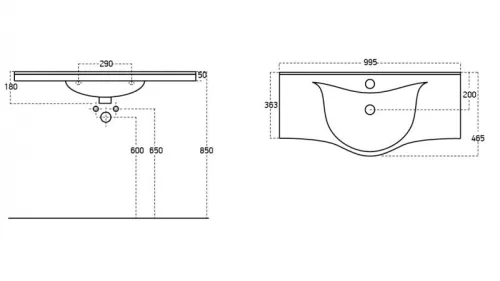 Sanovit ALBATROS - porcelán mosdókagyló - 100 x 46,5 cm