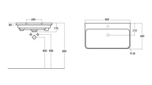 Sanovit LUXURY - porcelán mosdókagyló - 80 x 46 cm