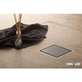   Pestan zuhanyfolyóka Confluo Standard - FEKETE üveg - 10 x 10 cm