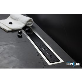   Pestan zuhanyfolyóka Confluo Premium Line FEKETE üveg 65 cm