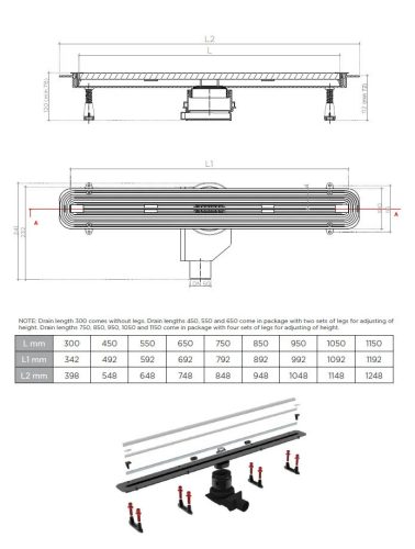 Pestan zuhanyfolyóka Confluo Slim Line 55 cm