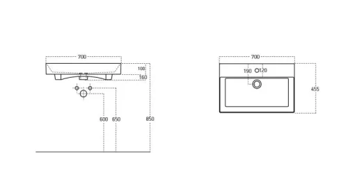 Sanovit STANCE - porcelán mosdókagyló - 70 x 45,5 cm
