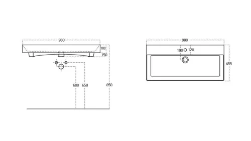 Sanovit STANCE - porcelán mosdókagyló - 100 x 45,5 cm