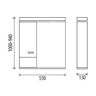 Viva STYLE Tükrös fürdőszobai szekrény LED világítással - BALOS szekrénnyel - 55 x 97 x 17 cm