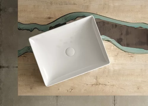 Sanovit SQUARE - PULTRA ültethető - Top Counter - porcelán mosdó -  - 50 x 38 cm