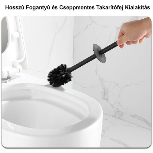 Viva NERO WC-kefe tartó - szögletes - fürdőszobai kiegészítő - GUNMETAL - fegyverszürke