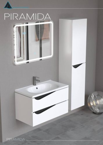 Piramida BETA fali fürdőszoba - állószekrény - FEHÉR-FEKETE - 35 x 150 x 30 cm