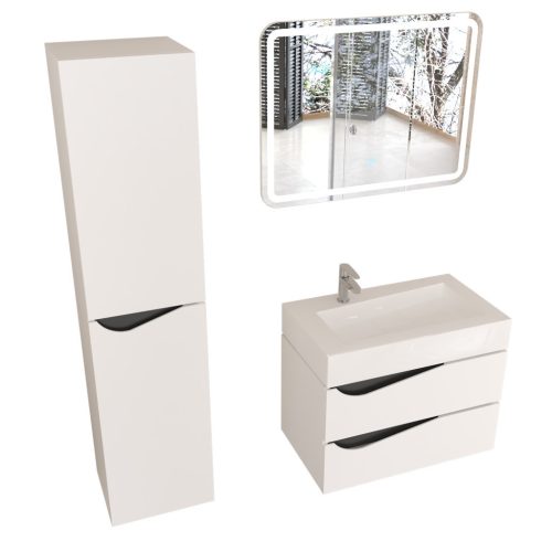 Piramida BETA fali fürdőszoba - állószekrény - FEHÉR-FEKETE - 35 x 150 x 30 cm