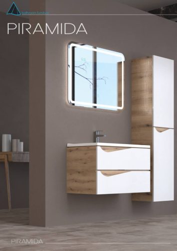 Piramida BETA fali fürdőszoba - állószekrény - ALPINFEHÉR-TÖLGY - 35 x 150 x 30 cm