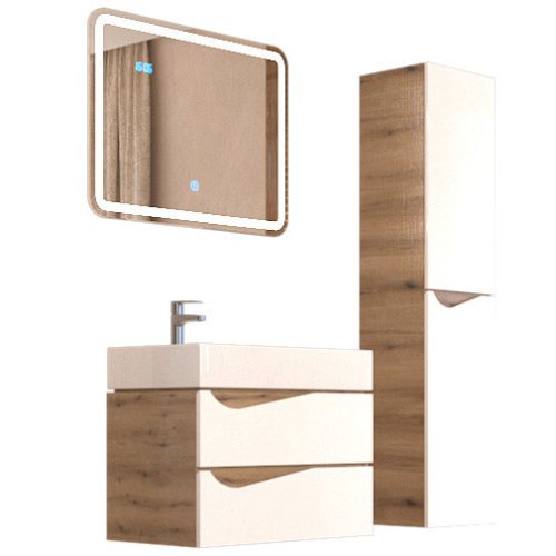 Piramida BETA fali fürdőszoba - állószekrény - ALPINFEHÉR-TÖLGY - 35 x 150 x 30 cm