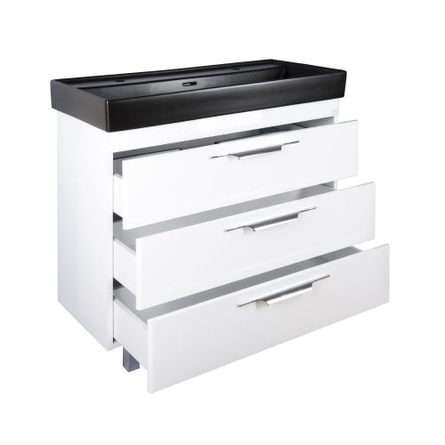 TMP TRIO 100D álló fürdőszobabútor - CeraStyle SHARP FEKETE DUPLA csaplyukas mosdóval - 100 x 48 cm