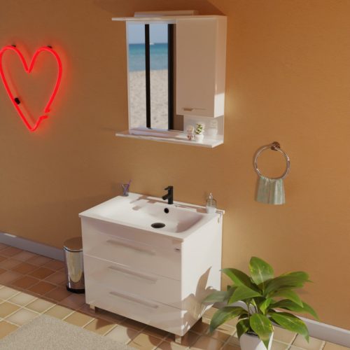 TMP TRIO 65 álló fürdőszobabútor - Sanovit SOFT - 13065 mosdóval - 65 x 45,5cm