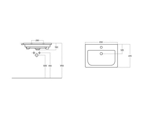 TMP TRIO 65 álló fürdőszobabútor - Sanovit SOFT - 13065 mosdóval - 65 x 45,5cm