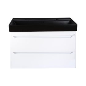   TMP SHARP 100D fali fürdőszobabútor - CeraStyle SHARP FEKETE DUPLA csaplyukas mosdóval - 100 x 48 cm