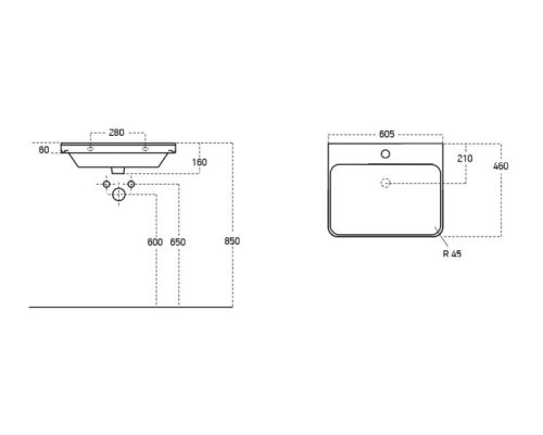 TMP LUX 60 fali fürdőszobabútor - Sanovit LUXURY - 11060 mosdóval - 60,5 x 46 cm