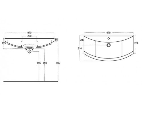 TMP ZX 95 - SONOMA - álló fürdőszobabútor - Sanovit ZENON - 6095 porcelán mosdóval - 97 x 51 cm