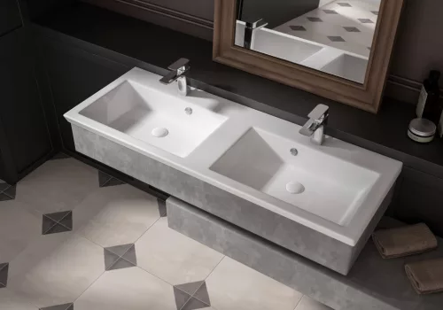 Sanovit ISIK - porcelán mosdókagyló - dupla - 120 x 44 cm