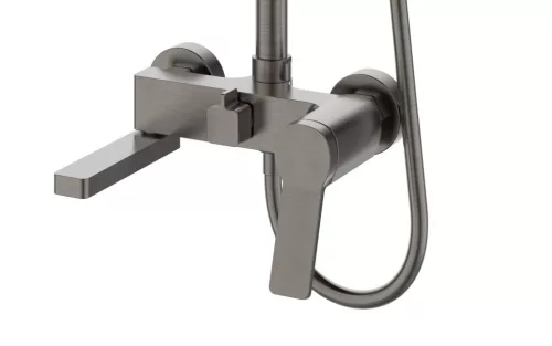 Caldo Freddo Zuhanyrendszer - CSAPTELEPPEL - szögletes - fejzuhany, zuhanyfej, gégecső - GUNMETAL