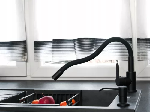 Caldo Freddo álló mosogató csaptelep FEKETE - FEKETE flexibilis kifolyócsővel