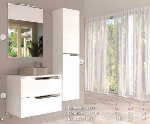 Piramida PERLA 60 G fürdőszobai tükör LED világítással - érintőkapcsolóval - 60 x 80 x 4 cm