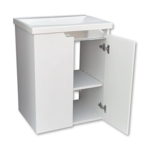 Piramida EURIDIKA fali /álló fürdőszobabútor - műmárvány mosdóval - 2 ajtós - 60 x 75 x 46 cm