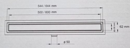 Carmine zuhanyfolyóka - rozsdamentes - 60 cm