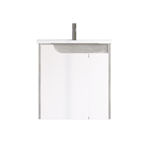 Piramida EURIDIKA fali fürdőszobabútor - műmárvány mosdóval -2 ajtós - FEHÉR-SZÜRKE - 65 x 48 x 62 cm