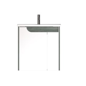   Piramida EURIDIKA fali fürdőszobabútor - műmárvány mosdóval -2 ajtós - FEHÉR-SÖTÉT - 65 x 48 x 62 cm