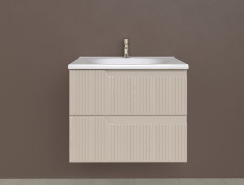 Piramida EURIDIKA fali fürdőszobabútor - műmárvány mosdóval -2 fiókos - PINO BÉZS - 65 x 48 x 53 cm