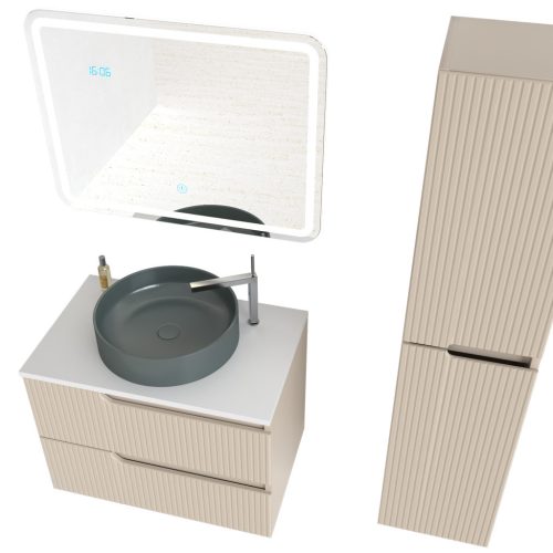 Piramida EURIDIKA fali fürdőszobabútor - mosdópult mosdó nélkül -2 fiókos - PINO BÉZS - 65 x 48 x 53 cm