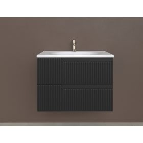   Piramida EURIDIKA fali fürdőszobabútor - műmárvány mosdóval -2 fiókos - PINO FEKETE - 75 x 48 x 53 cm